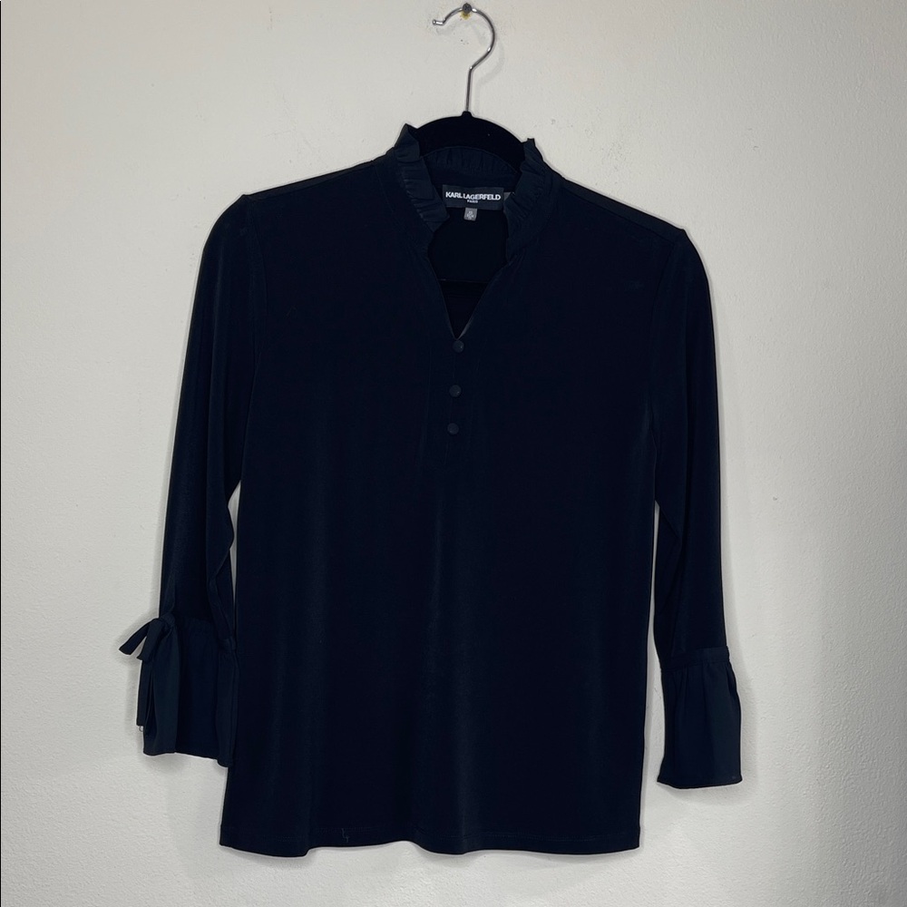 Karl Lagerfeld Black 3/4 Sleeve Blouse